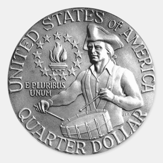 Bicentenial Quater Coin Runder Aufkleber (Vorderseite)