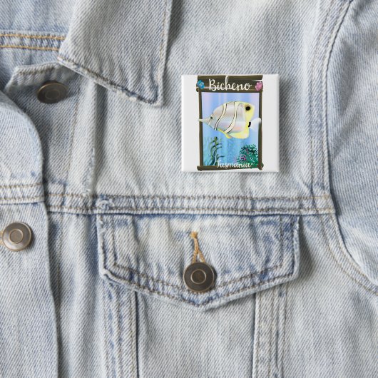 Bicheno Tasmania Vintage Reiseplakat Button (Beispiel)
