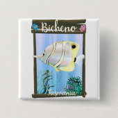 Bicheno Tasmania Vintage Reiseplakat Button (Vorderseite)
