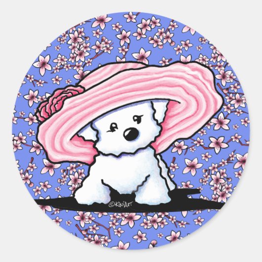 Bichon Bell auf Cherry Blossoms Sticker (Vorderseite)