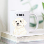 Bichon, Bolognese, Coton, Havanese, Maltesisch Kaffeetasse<br><div class="desc">Ich bin in Liebe mit dieser wunderschön detaillierten Aquarellbild einer Bichon, Bolognese, Coton de tulear, havanese, Maltese! Personalisieren Sie diese Tasse der Keramik mit Ihrem Namen oder Monogramm und verändern Sie sogar die Grifffarbe, um Ihre Einrichtung zu ergänzen! Ändern Sie die Schriftart, indem Sie bei der Personalisierung die Option "Bearbeiten...</div>