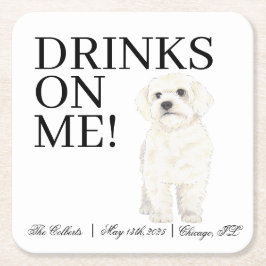 Bichon, Bolognese, Havanese, Malteser Hochzeit Rechteckiger Pappuntersetzer