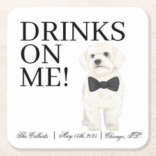 Bichon, Bolognese, Havanese, Malteser Hochzeit Rechteckiger Pappuntersetzer