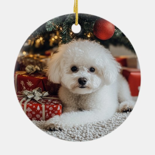 Bichon Christmas Keramik Ornament (Hinten)