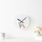 Bichon Dog Breed Geo Silhouette Pastel Runde Wanduhr (Zuhause)