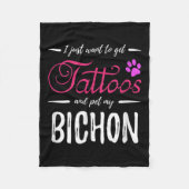 Bichon Dog Lover Tattoo Funny Dog Mama Geschenk Id Fleecedecke (Vorderseite)