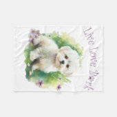 Bichon Dog Mama Floral Fleecedecke (Vorderseite (Horizontal))