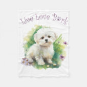 Bichon Dog Mama Floral Fleecedecke (Vorderseite)