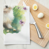 Bichon Dog Mama Floral Geschirrtuch (Viertel Falte)