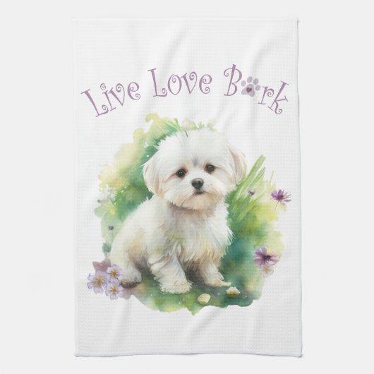 Bichon Dog Mama Floral Geschirrtuch (Vertikal)