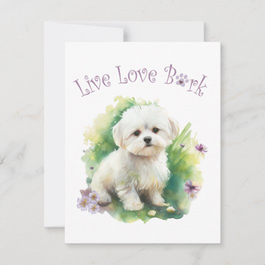 Bichon Dog Mama Floral Mitteilungskarte (Vorderseite)
