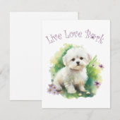 Bichon Dog Mama Floral Mitteilungskarte (Vorne/Hinten)