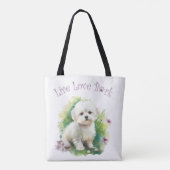 Bichon Dog Mama Floral Tasche (Rückseite)