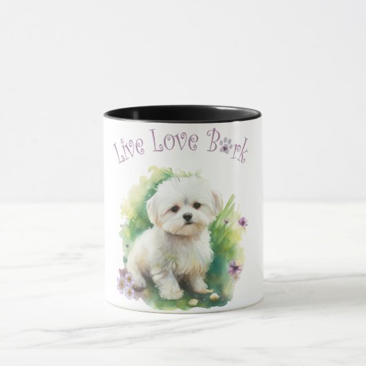 Bichon Dog Mama Floral Tasse (Zentrum)