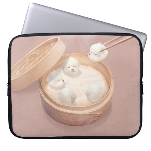 Bichon Dumplings: Cute Xiao Long Bao Dim Sum Art Laptopschutzhülle (Vorderseite)