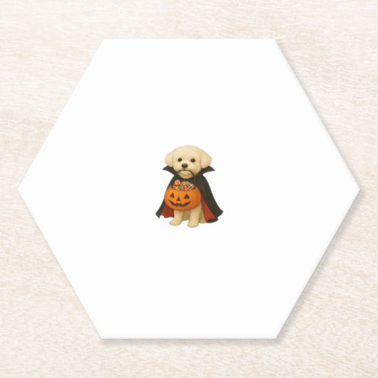 Bichon Fris � Halloween Vampire Pup mit Pumpkin Ba Untersetzer (Vorderseite)
