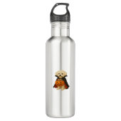 Bichon Fris� Halloween Vampire Pup with Pumpkin Ba Edelstahlflasche (Vorderseite)