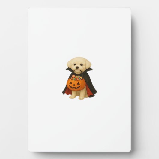 Bichon Fris� Halloween Vampire Pup with Pumpkin Ba Fotoplatte (Vorderseite)