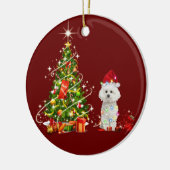 Bichon frisch mit Hutschuh Weihnachten Keramik Ornament (Links)