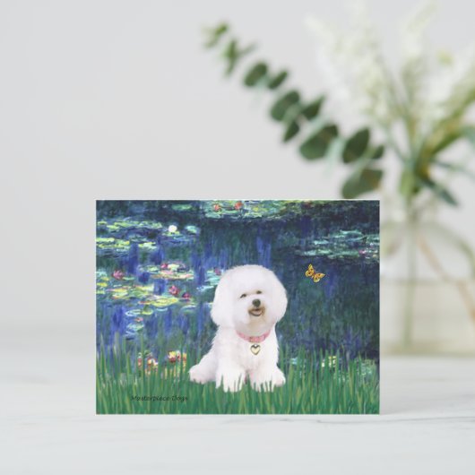 Bichon Frise 1 - Lilies #5 Postkarte (Stehend Vorderseite)