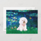 Bichon Frise 1 - Lilies #5 Postkarte (Vorne/Hinten)