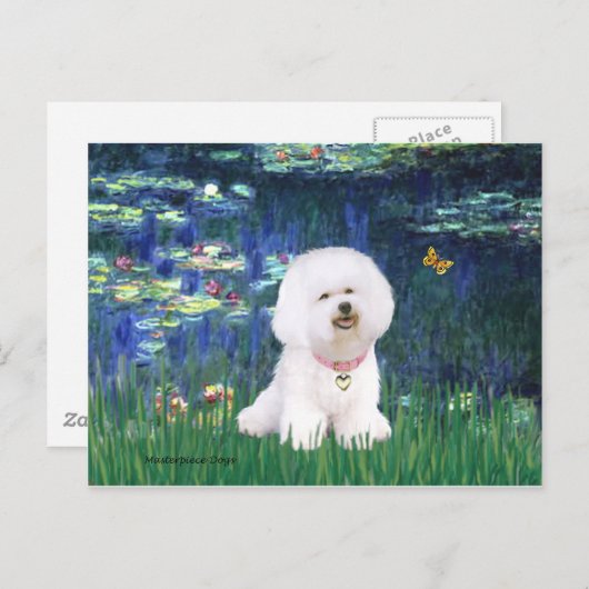Bichon Frise 1 - Lilies #5 Postkarte (Vorne/Hinten)