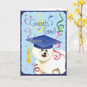 Bichon Frise Absolvent Karte (Gelbe Blume)