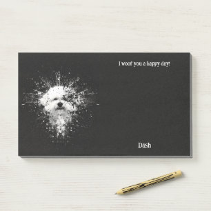 Bichon Frise Abstrakt Art Dog Name Post-it Klebezettel