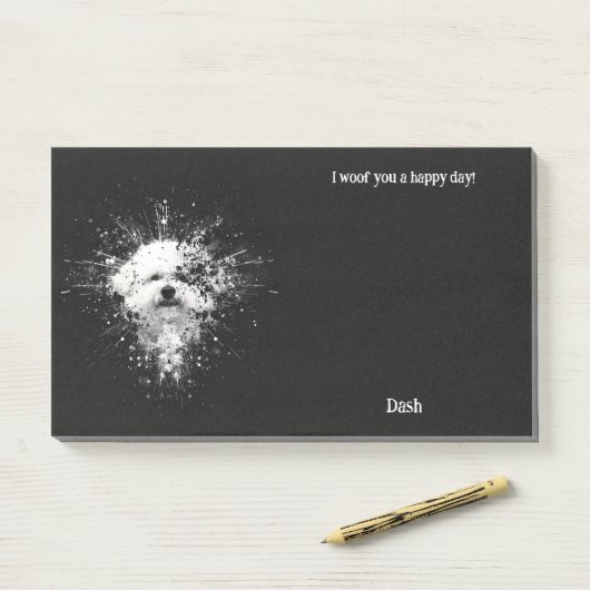 Bichon Frise Abstrakt Art Dog Name Post-it Klebezettel (Auf Schreibtisch)