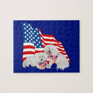 Bichon Frise American Flag Puzzle