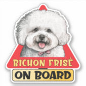 Bichon Frise an Bord Funny Dog Red Traffic Sign Aufkleber (Vorderseite)