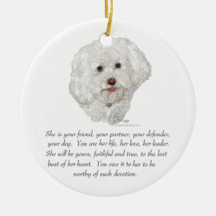 Bichon Frise Andenken WEIBLICH Keramik Ornament