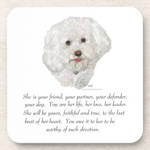 Bichon Frise Andenken WEIBLICH Untersetzer