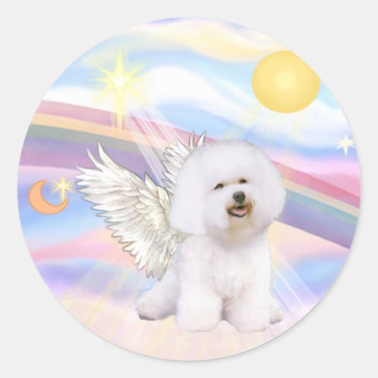 Bichon Frise Angel Runder Aufkleber (Vorderseite)