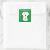 Bichon Frise Anpassbare Weihnachtskleber Quadratischer Aufkleber (Tasche)