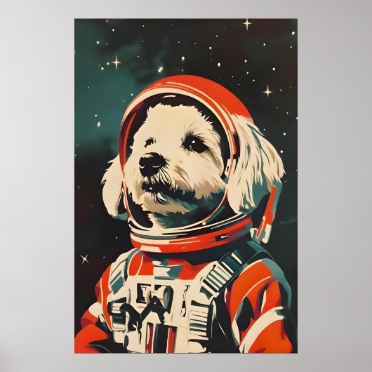 Bichon Frise Astronaut Poster, Bichon Frise Retro Poster (Vorne)
