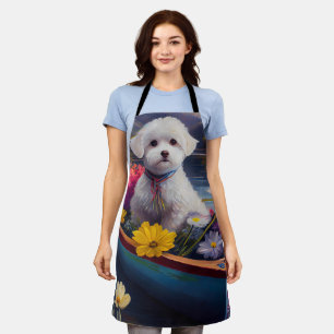 Bichon Frise auf einem Paddel: Ein landschaftliche Schürze