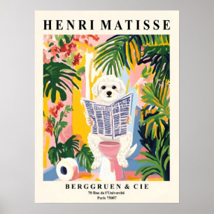 Bichon Frise auf Toilette Lustige Matisse Badezimm Poster