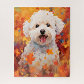 Bichon Frise Autumn Erntedank Puzzle (Vertikal)