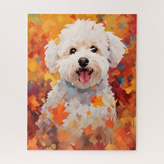 Bichon Frise Autumn Erntedank Puzzle (Vertikal)