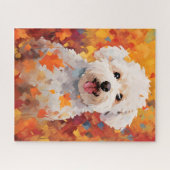 Bichon Frise Autumn Erntedank Puzzle (Horizontal)