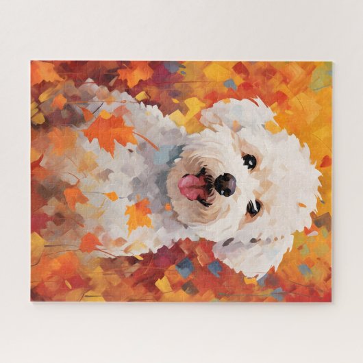 Bichon Frise Autumn Erntedank Puzzle (Horizontal)