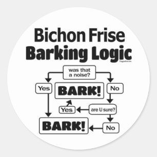 Bichon Frise Barking Logic Runder Aufkleber