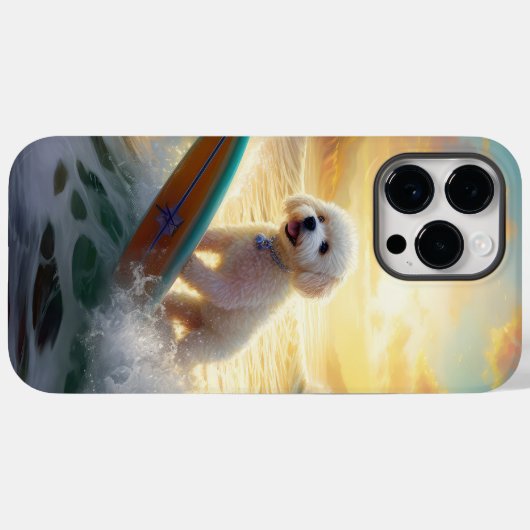 Bichon Frise Beach Surfmalerei Case-Mate iPhone Hülle (Rückseite (Horizontal))