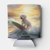 Bichon Frise Beach Surfmalerei Dosenkühler (Rückseite)