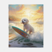 Bichon Frise Beach Surfmalerei Fleecedecke (Vorderseite)