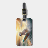 Bichon Frise Beach Surfmalerei Gepäckanhänger (Vorderseite vertikal)