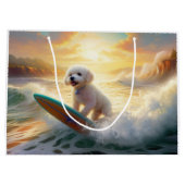 Bichon Frise Beach Surfmalerei Große Geschenktüte (Rückseite)