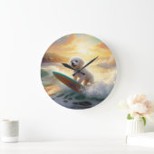 Bichon Frise Beach Surfmalerei Große Wanduhr (Zuhause)