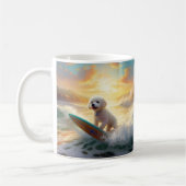 Bichon Frise Beach Surfmalerei Kaffeetasse (Links)